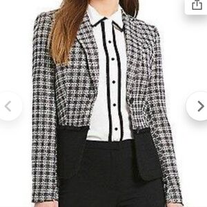 NWOT Karl Lagerfeld Black and White Tweed Blazer Size 14